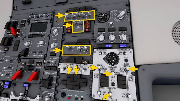 Верхняя панель Boeing 737: электрика, гидравлика и кондиционирование